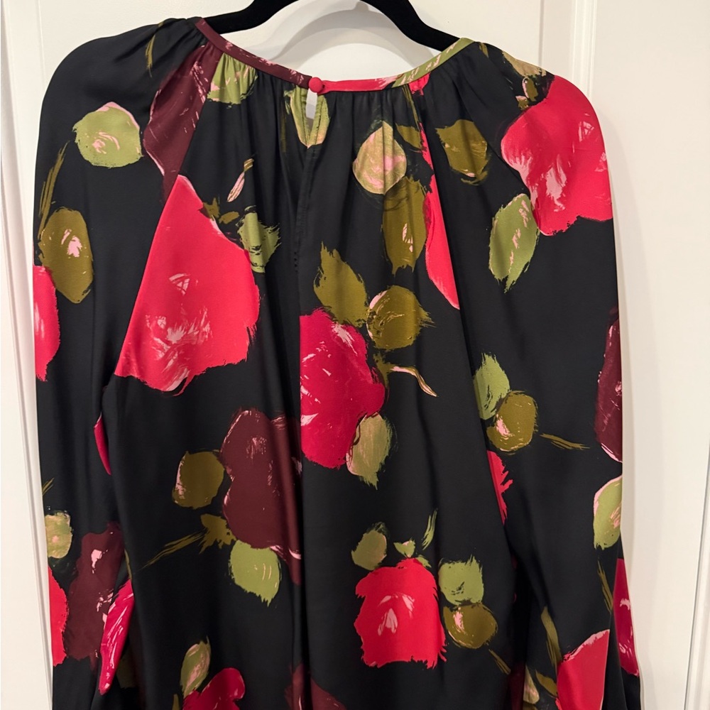 Kate Spade Just Rosy Floral Silk Blend Keyhole Top Size XL - Picture 6 of 6